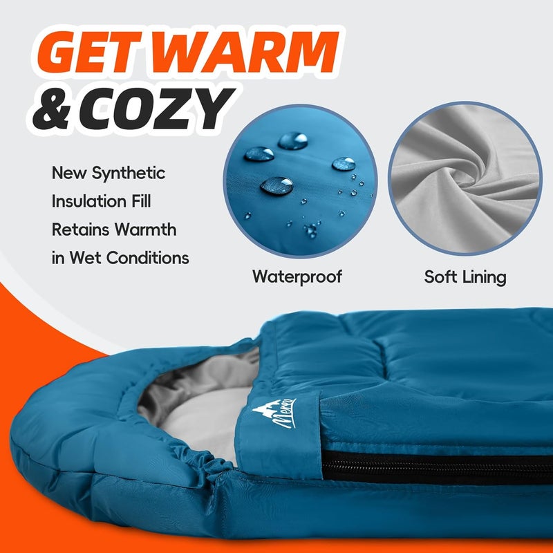 Mereza Sleeping Bags XL for Adults Cold Weather Mens Large Wide Sleeping Bag for Big and Tall Girls Boys with Compression Sack for Camping Backpacking Warm & Cool Weather - Image 3